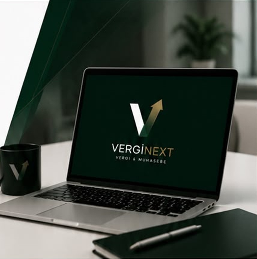 VergiNext logolu dizüstü bilgisayar